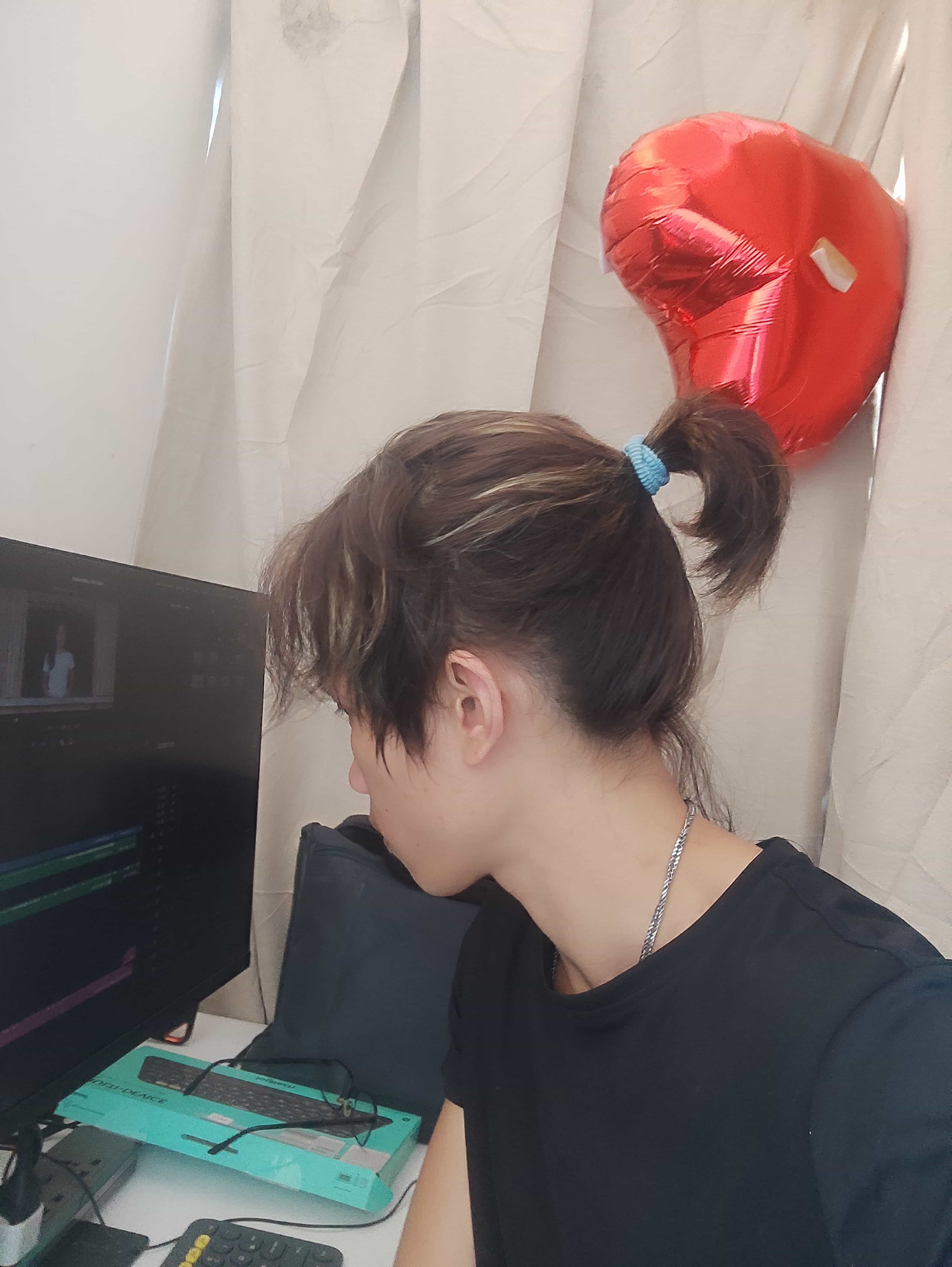 selfie with different hairstyle