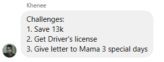 screenshot of Khenee's Goals