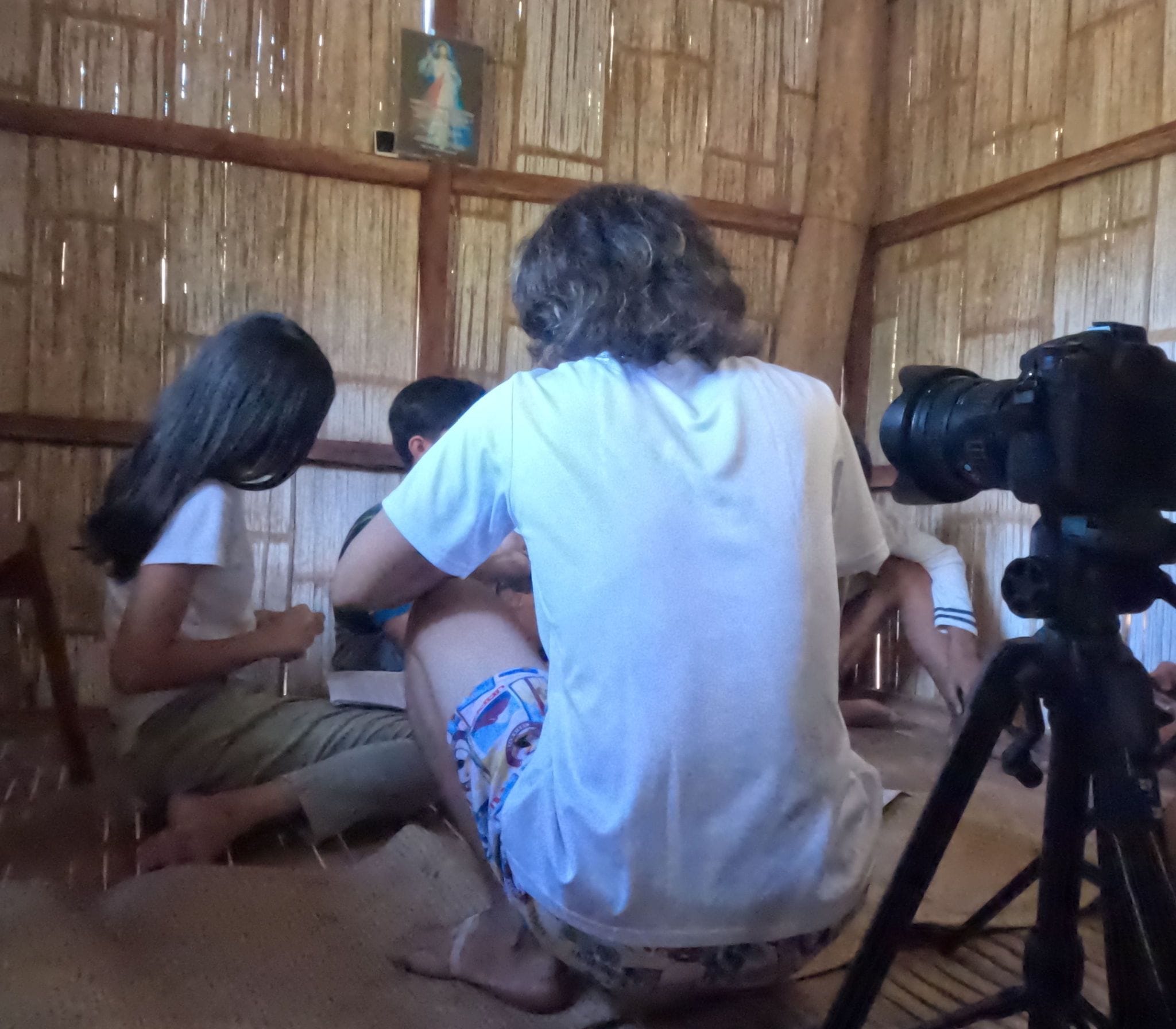 elly mar sitting during filming